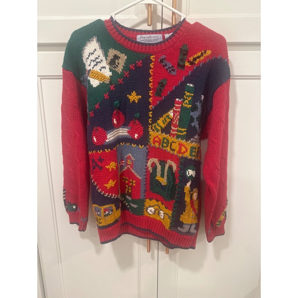 Signatures Northern Isles Hand Knit Sweater Vintage School Teachercore M school